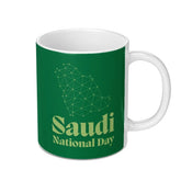 Saudi National Day Mug, Kingdom of Saudi Arabia Map, Celebration, Gift, Unique Design, Green, Coffee Mug, Tea Mug, Office Mug - Tawshia